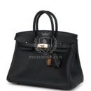 Hermes Birkin 25 Black Swift Rose GHW