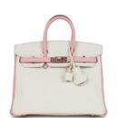 Hermes Special Order (HSS) Birkin 25 White and Rose Sakura Clemence Rose GHW