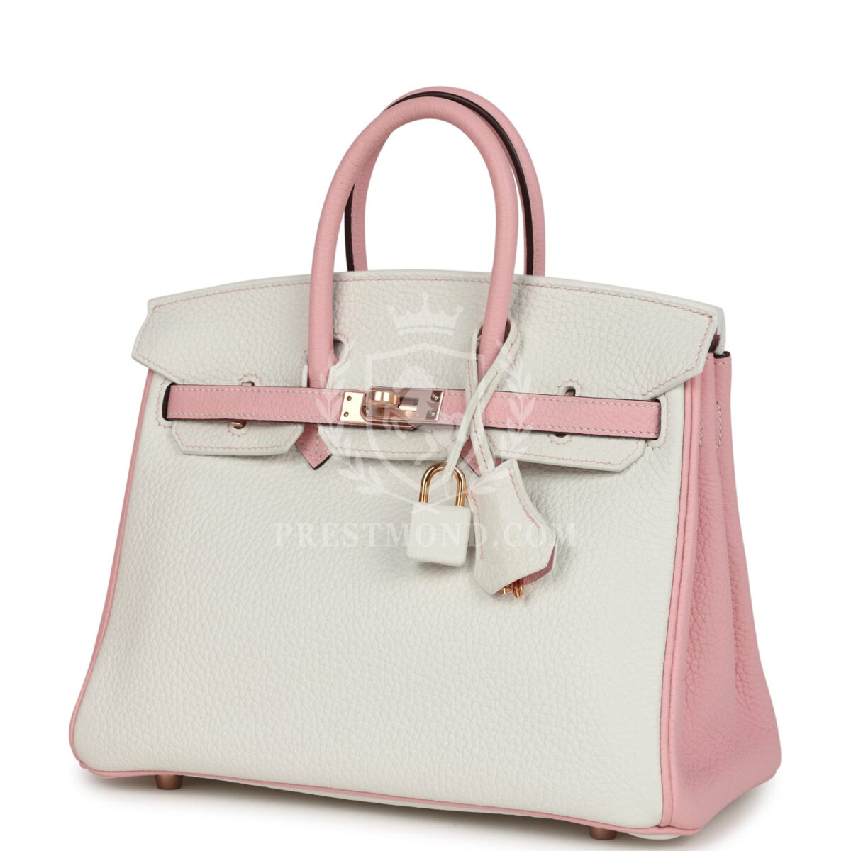 Hermes Special Order (HSS) Birkin 25 White and Rose Sakura Clemence Rose GHW — изображение 5