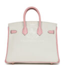 Hermes Special Order (HSS) Birkin 25 White and Rose Sakura Clemence Rose GHW