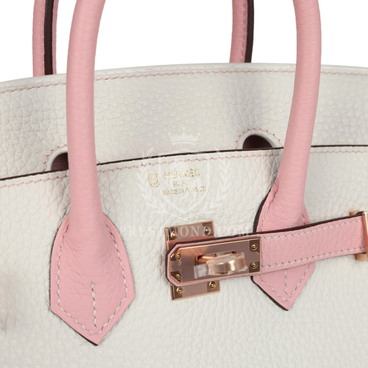 Hermes Special Order (HSS) Birkin 25 White and Rose Sakura Clemence Rose GHW — изображение 7