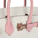 Hermes Special Order (HSS) Birkin 25 White and Rose Sakura Clemence Rose GHW