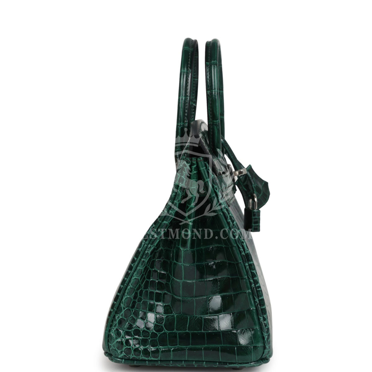 Hermes Birkin 25 Vert Fonce Shiny Porous Crocodile PHW — изображение 3