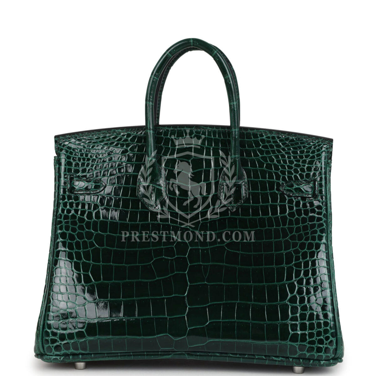 Hermes Birkin 25 Vert Fonce Shiny Porous Crocodile PHW — изображение 4