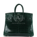 Hermes Birkin 25 Vert Fonce Shiny Porous Crocodile PHW