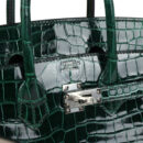 Hermes Birkin 25 Vert Fonce Shiny Porous Crocodile PHW