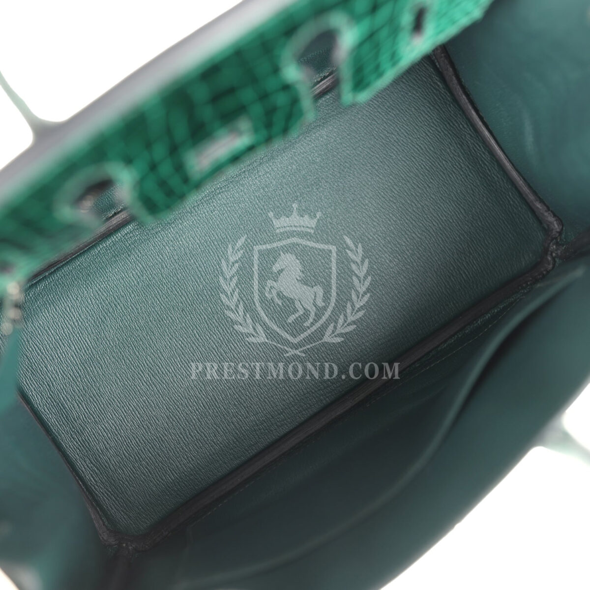 Hermes Birkin 25 Vert Fonce Shiny Porous Crocodile PHW — изображение 8