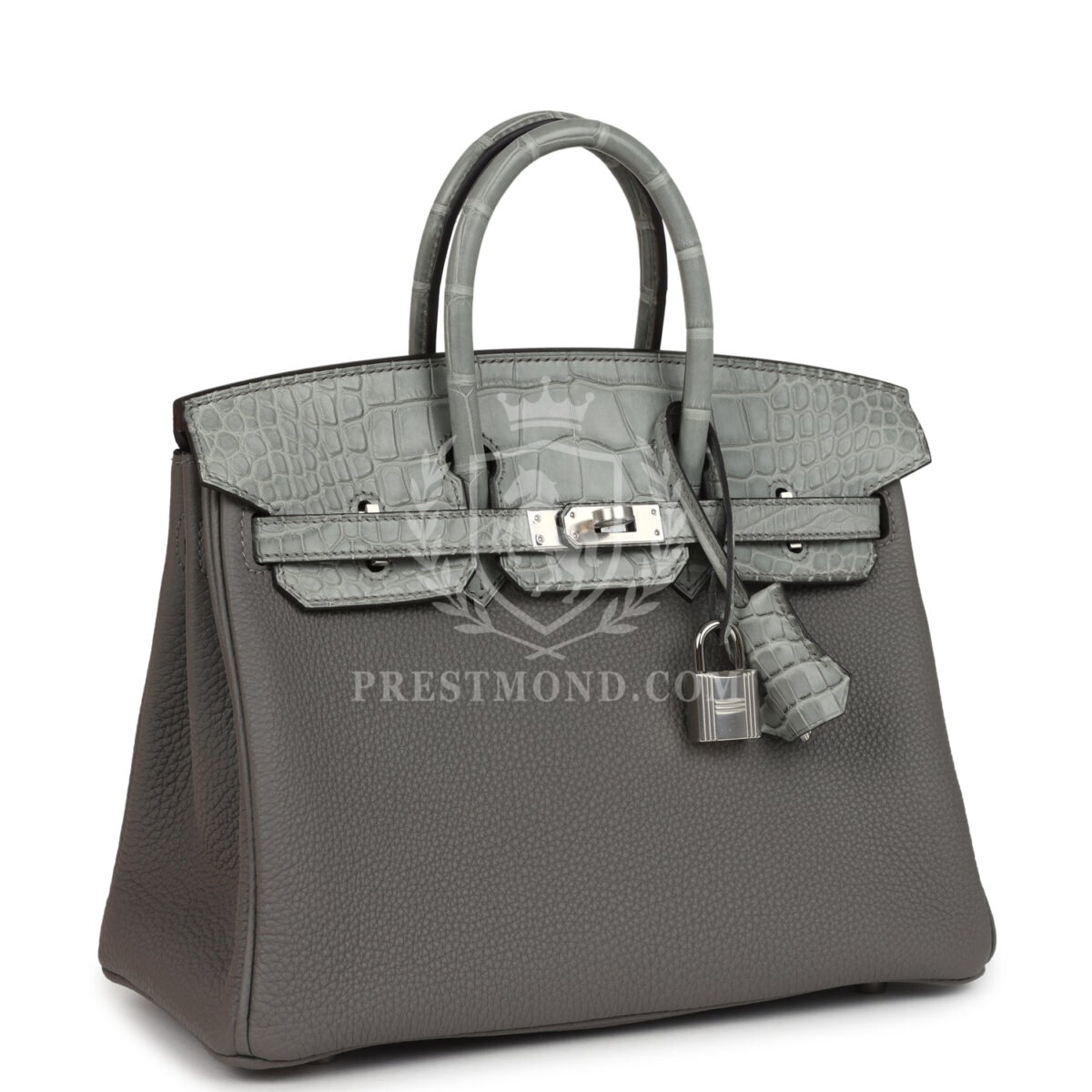 Hermes Birkin 25 Gris Meyer Togo and Gris Ciment Matte Alligator Touch PHW — изображение 2
