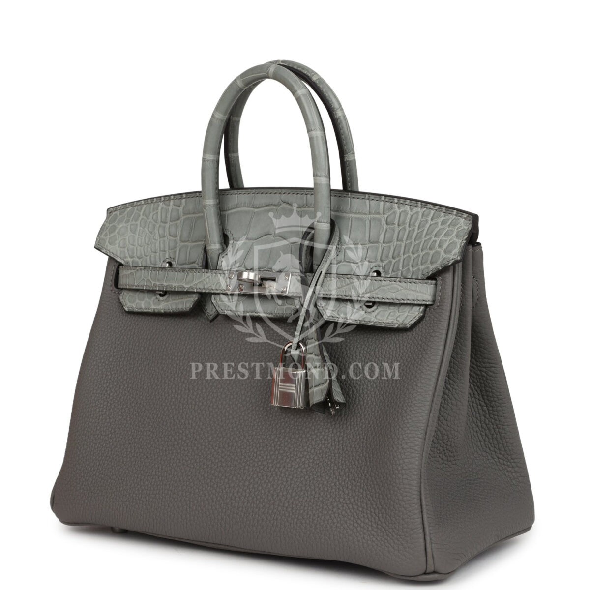 Hermes Birkin 25 Gris Meyer Togo and Gris Ciment Matte Alligator Touch PHW — изображение 5