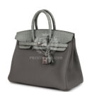 Hermes Birkin 25 Gris Meyer Togo and Gris Ciment Matte Alligator Touch PHW