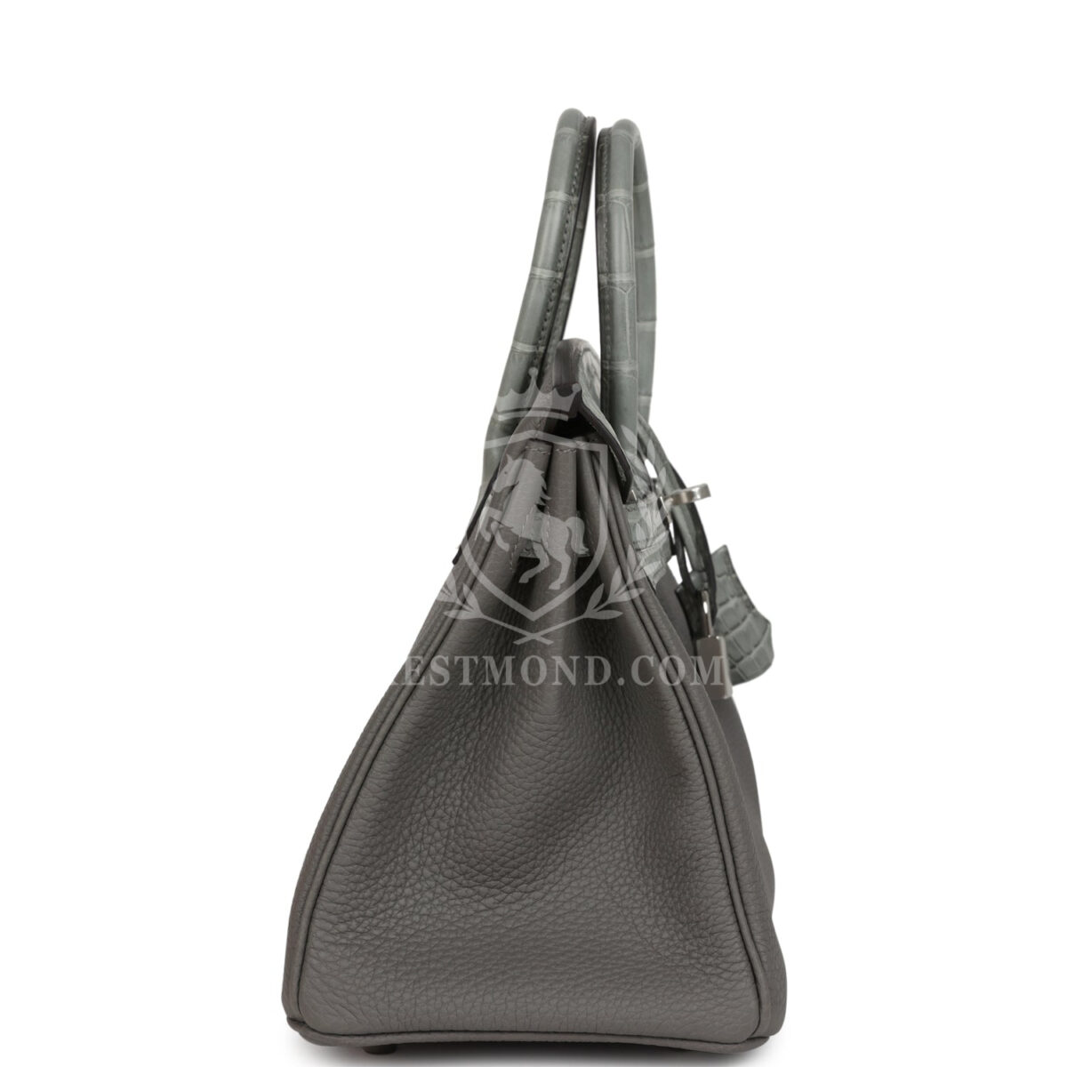Hermes Birkin 25 Gris Meyer Togo and Gris Ciment Matte Alligator Touch PHW — изображение 3