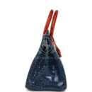 Vintage Hermes Birkin 35 Bleu Roi and Orange Shiny Porosus Crocodile GHW