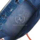 Vintage Hermes Birkin 35 Bleu Roi and Orange Shiny Porosus Crocodile GHW