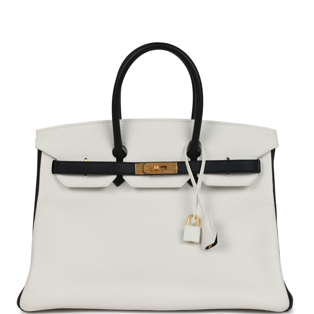 Hermes Special Order (HSS) Birkin 35 White and Black Clemence Brushed GHW