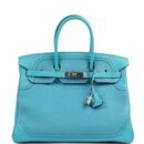 Hermes Birkin 35 Ghillies Turquoise Togo and Swift PHW