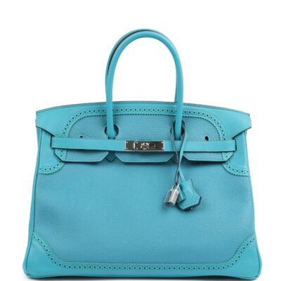 Hermes Birkin 35 Ghillies Turquoise Togo and Swift PHW