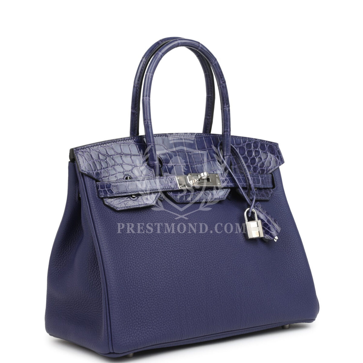 Hermes Birkin 30 Bleu Encre Togo and Shiny Niloticus Crocodile Touch PHW — изображение 2