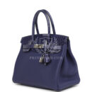 Hermes Birkin 30 Bleu Encre Togo and Shiny Niloticus Crocodile Touch PHW