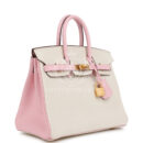 Hermes Special Order (HSS) Birkin 25 Nata and Rose Sakura Chevre Mysore Brushed GHW