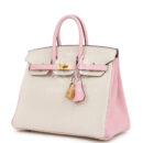 Hermes Special Order (HSS) Birkin 25 Nata and Rose Sakura Chevre Mysore Brushed GHW