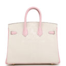 Hermes Special Order (HSS) Birkin 25 Nata and Rose Sakura Chevre Mysore Brushed GHW