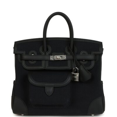 Hermes Birkin 25 Cargo Black Toile Goeland and Black Swift PHW