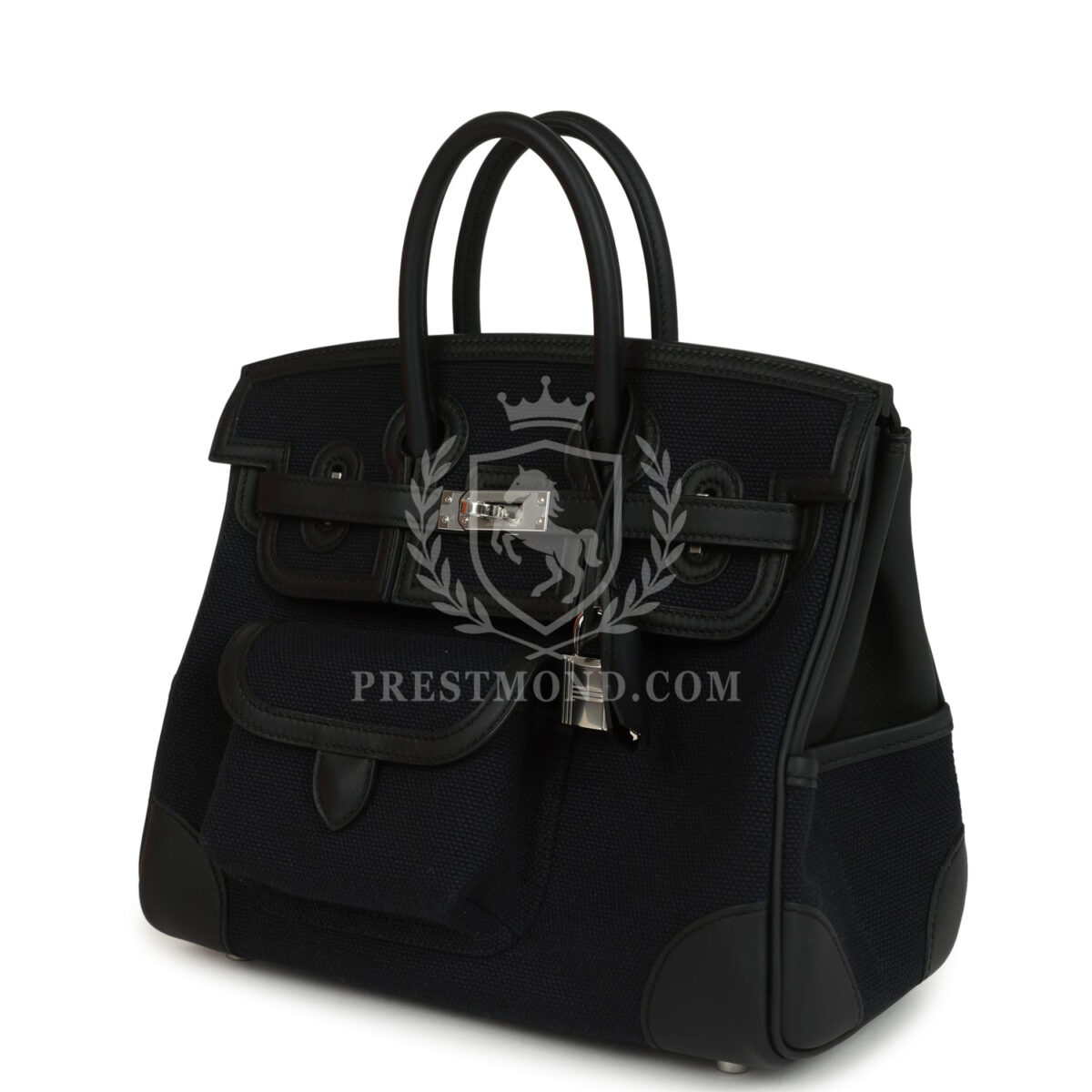 Hermes Birkin 25 Cargo Black Toile Goeland and Black Swift PHW — изображение 5