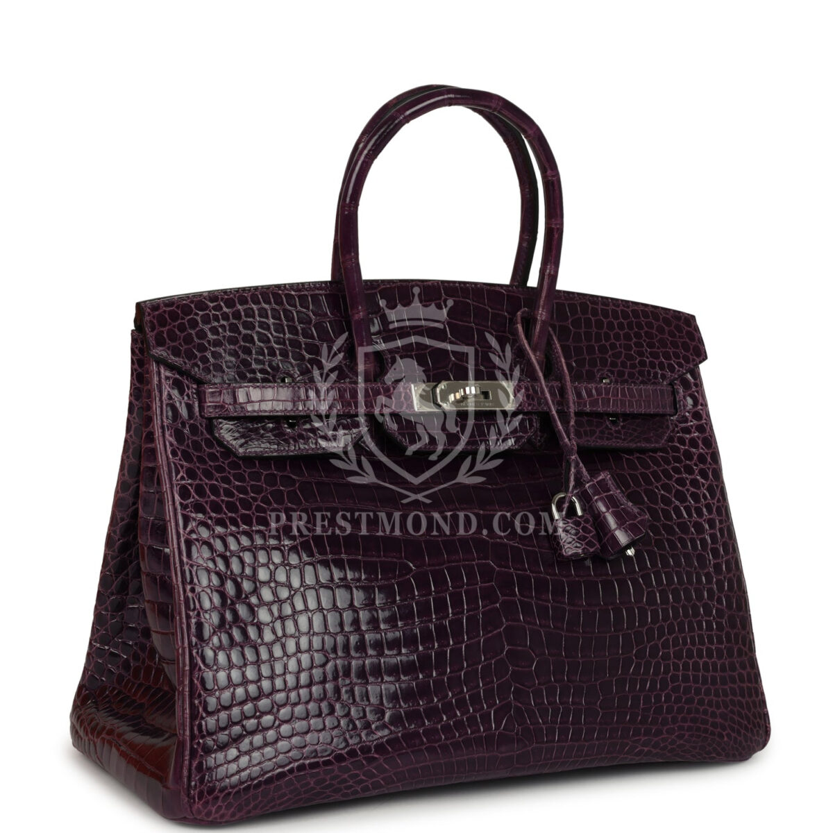 Hermes Birkin 35 Amethyst Shiny Porosus Crocodile PHW — изображение 2