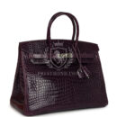 Hermes Birkin 35 Amethyst Shiny Porosus Crocodile PHW