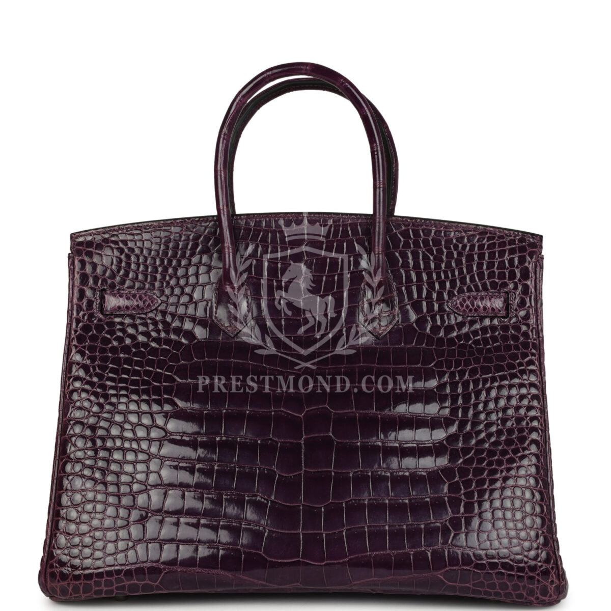 Hermes Birkin 35 Amethyst Shiny Porosus Crocodile PHW — изображение 5