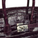 Hermes Birkin 35 Amethyst Shiny Porosus Crocodile PHW