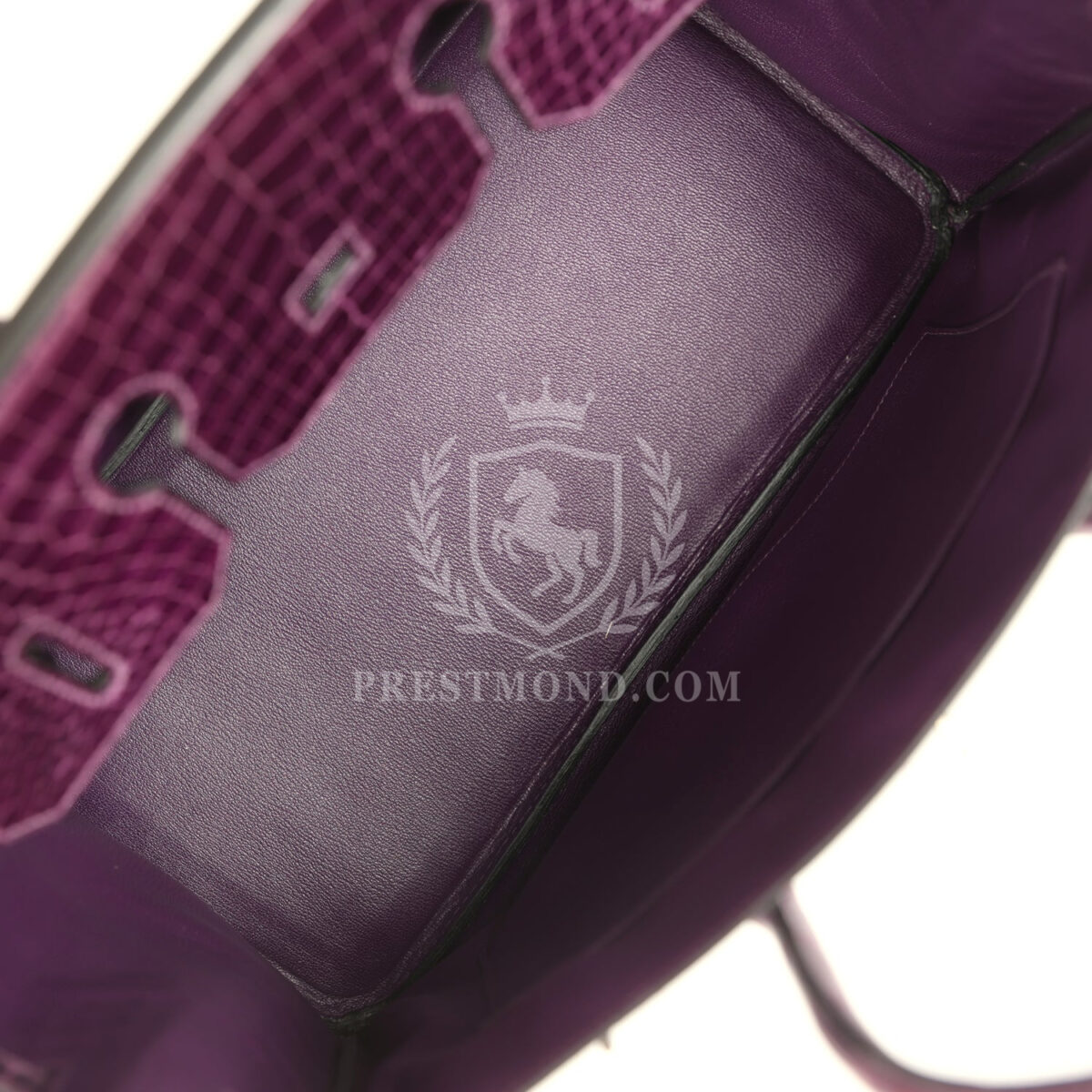 Hermes Birkin 35 Amethyst Shiny Porosus Crocodile PHW — изображение 8