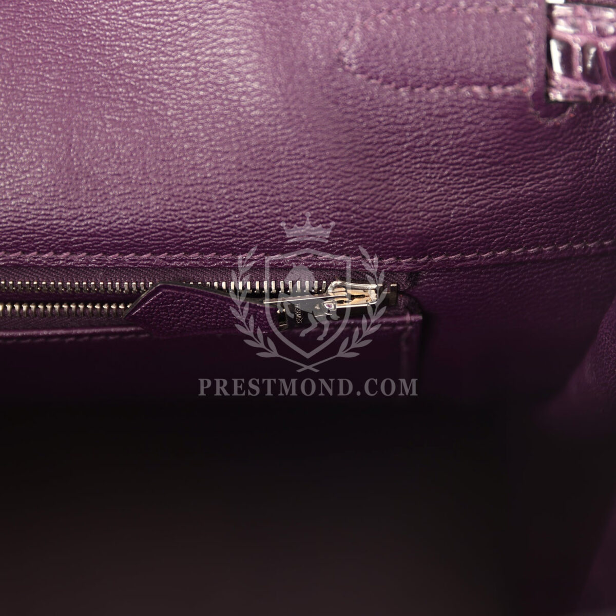 Hermes Birkin 35 Amethyst Shiny Porosus Crocodile PHW — изображение 9