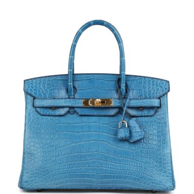 Hermes Birkin 30 Bleu Mykonos Matte Alligator GHW