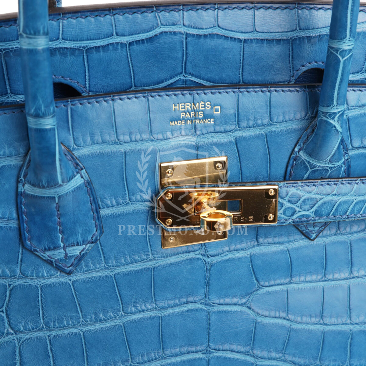 Hermes Birkin 30 Bleu Mykonos Matte Alligator GHW — изображение 7