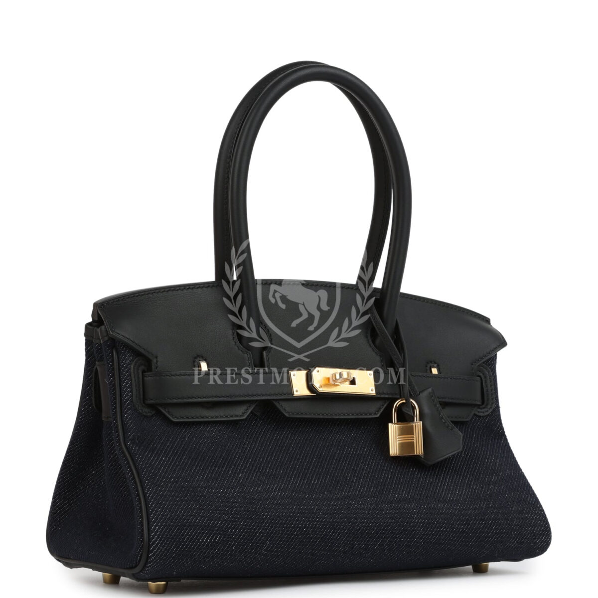 Hermes Shoulder Birkin Light 29 Black Swift and Bleu Indigo Denim GHW — изображение 2