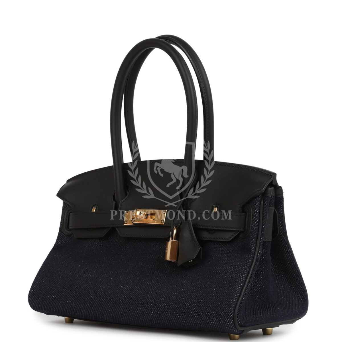 Hermes Shoulder Birkin Light 29 Black Swift and Bleu Indigo Denim GHW — изображение 5