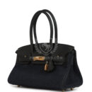 Hermes Shoulder Birkin Light 29 Black Swift and Bleu Indigo Denim GHW