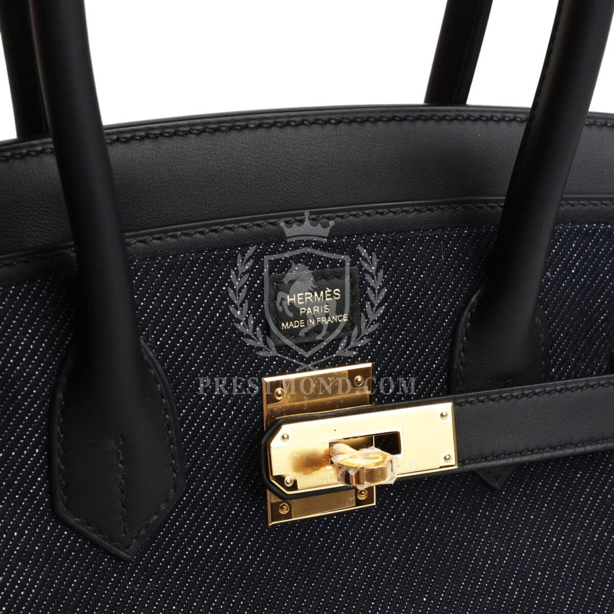 Hermes Shoulder Birkin Light 29 Black Swift and Bleu Indigo Denim GHW — изображение 7