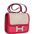 Hermes Constance 24 Rose Shocking and Ecru Toile H Berline and Framboise Swift PHW