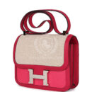 Hermes Constance 24 Rose Shocking and Ecru Toile H Berline and Framboise Swift PHW