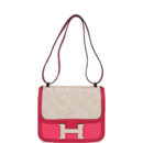 Hermes Constance 24 Rose Shocking and Ecru Toile H Berline and Framboise Swift PHW