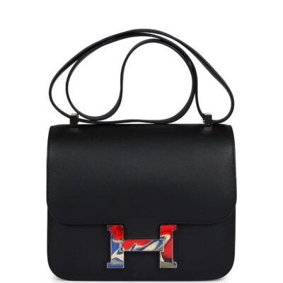 Hermes Constance 24 Black Swift Marbled PHW