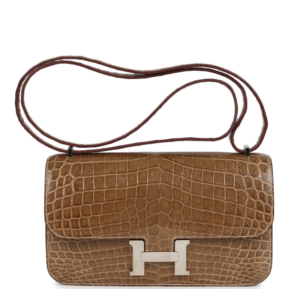 Hermes Constance Elan Ficelle Shiny Niloticus Crocodile PHW