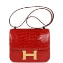 Hermes Constance 24 Geranium Shiny Alligator GHW