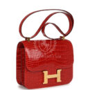 Hermes Constance 24 Geranium Shiny Alligator GHW