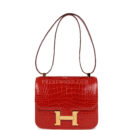 Hermes Constance 24 Geranium Shiny Alligator GHW