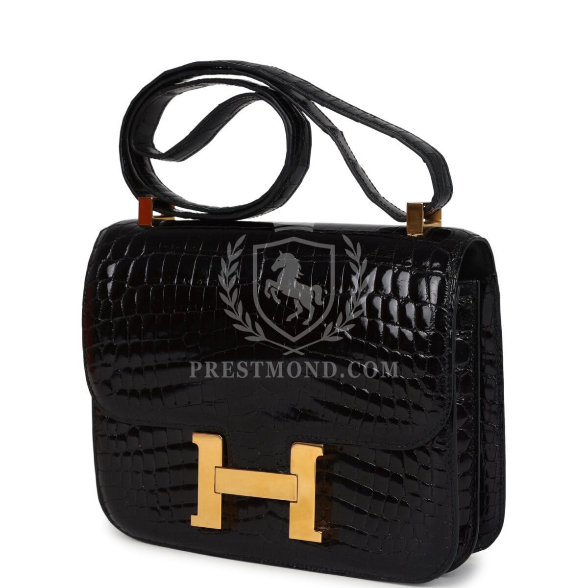 Hermes Constance 24 Black Shiny Niloticus Crocodile GHW — изображение 5