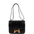 Hermes Constance 24 Black Shiny Niloticus Crocodile GHW