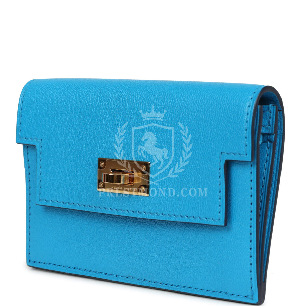 Hermes Kelly Pocket Slim Wallet Bleu Frida Chevre GHW — изображение 5
